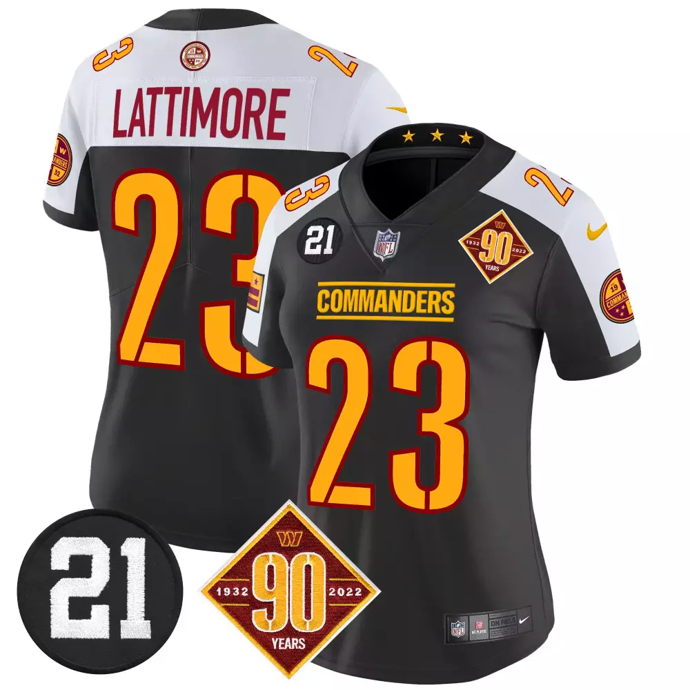 marshon lattimore black alternate mens washington commanders 90th sean taylor patch vapor limited jersey all stitched