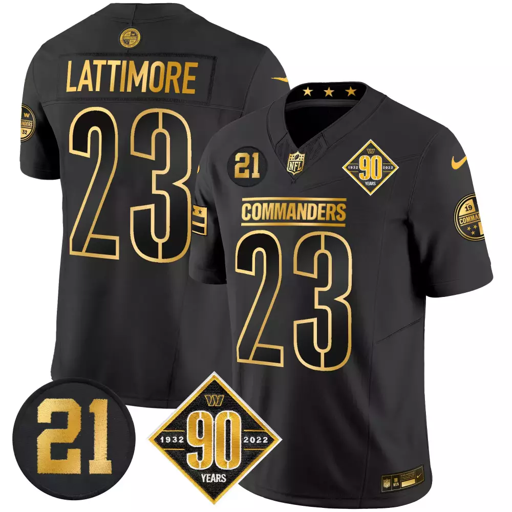 marshon lattimore black alternate mens washington commanders 90th sean taylor patch vapor limited jersey all stitched