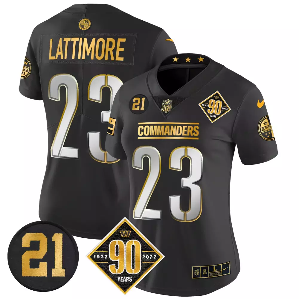 marshon lattimore black limited mens washington commanders 90th sean taylor patch gold vapor limited jersey all stitched