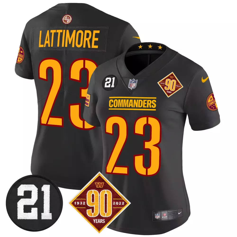 marshon lattimore black womens washington commanders 90th sean taylor patch vapor limited jersey all stitched
