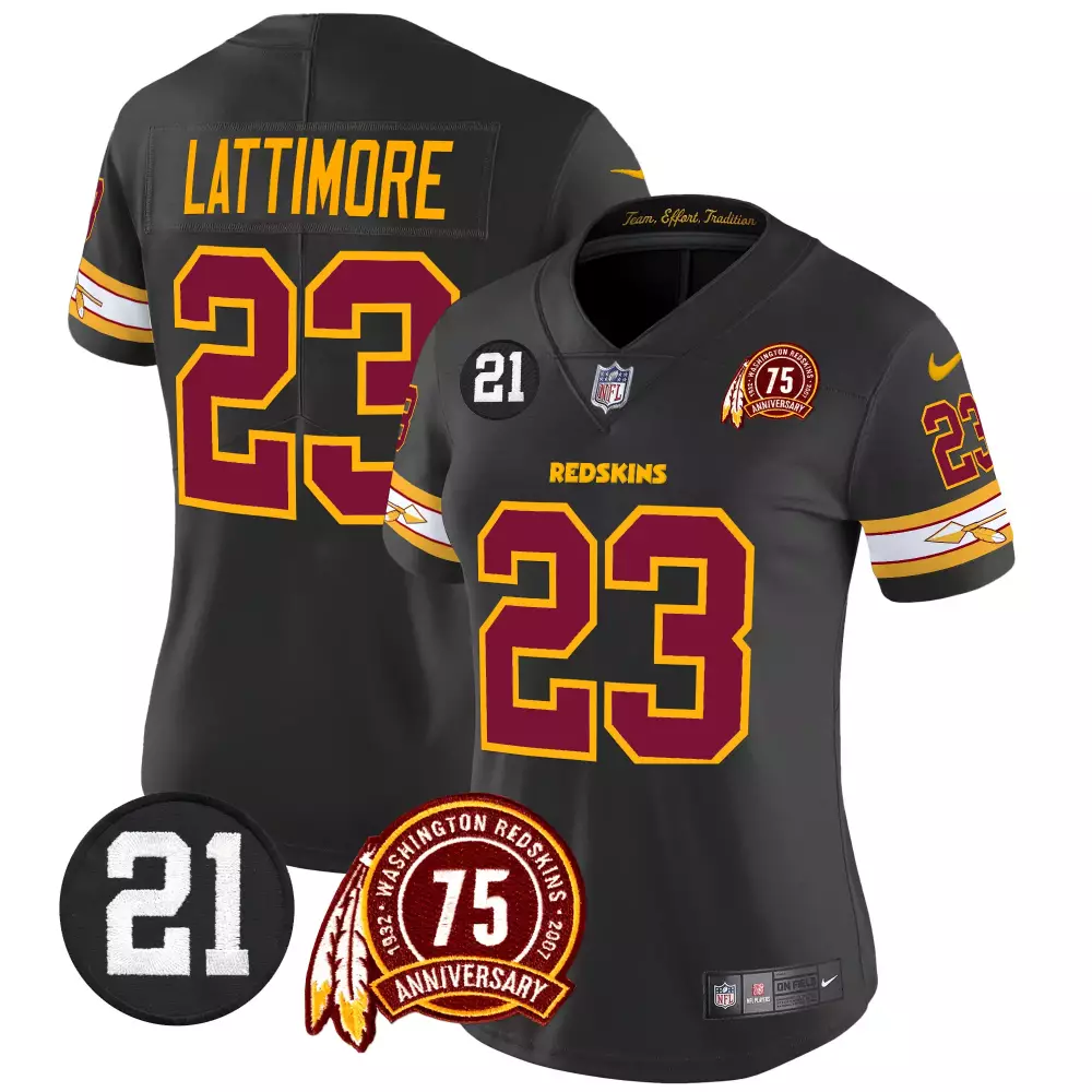 marshon lattimore black womens washington redskins 75th sean taylor patch vapor limited jersey v2 all stitched