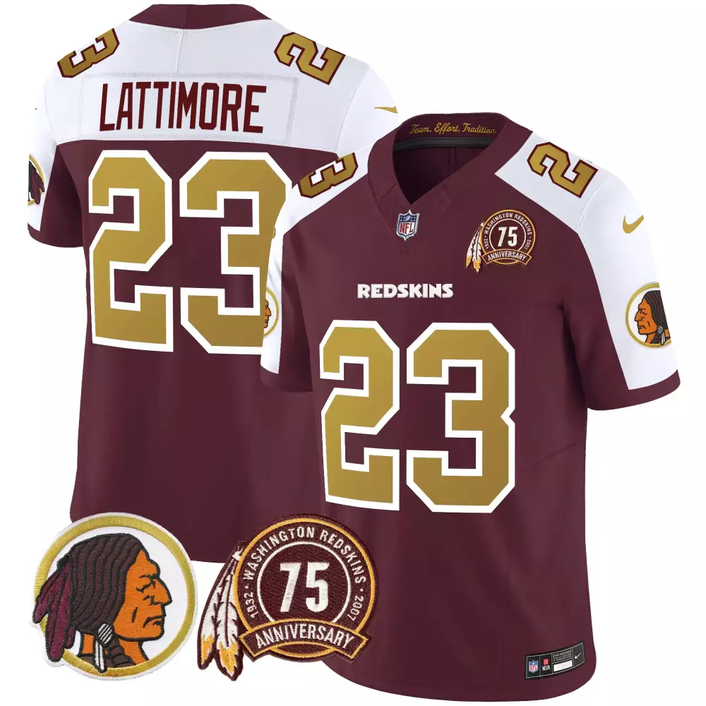 marshon lattimore burgundy alternate mens washington redskins throwback 75th patch vapor limited jersey all stitched