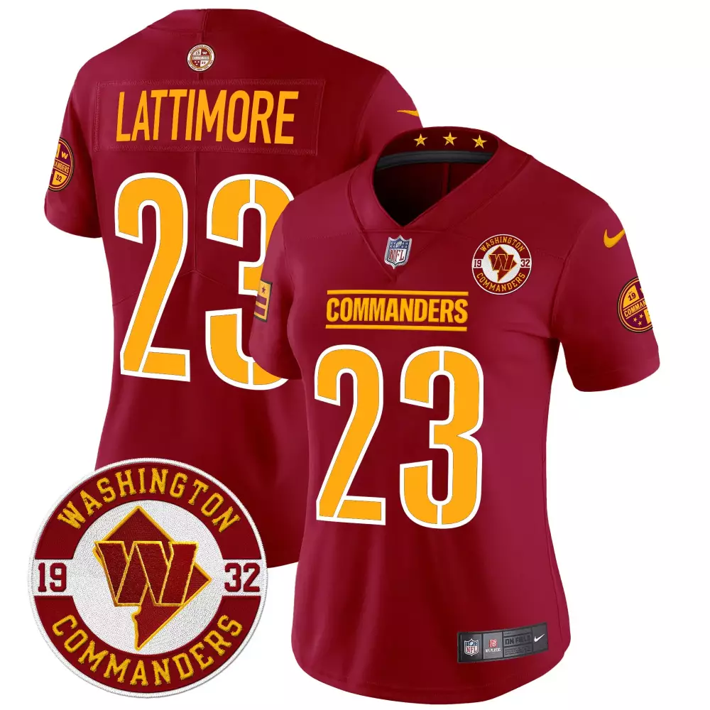 marshon lattimore burgundy mens washington commanders 2024 vapor limited jersey est 1932 patch all stitched