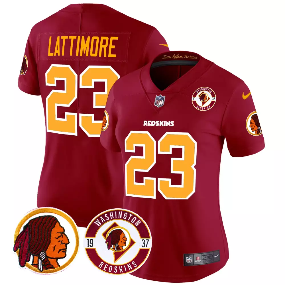 marshon lattimore burgundy womens washington redskins 2024 vapor limited jersey est 1937 patch all stitched