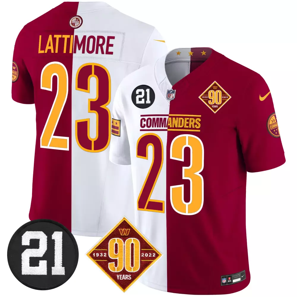 marshon lattimore half mens washington commanders 90th sean taylor patch vapor limited jersey all stitched