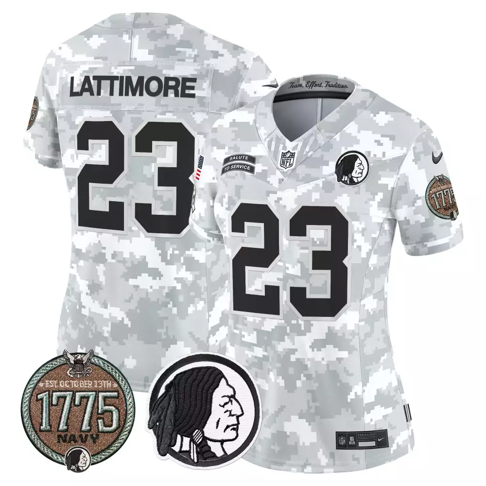 marshon lattimore navy womens washington redskins 2024 salute to service establishment year patch vapor limited jersey a