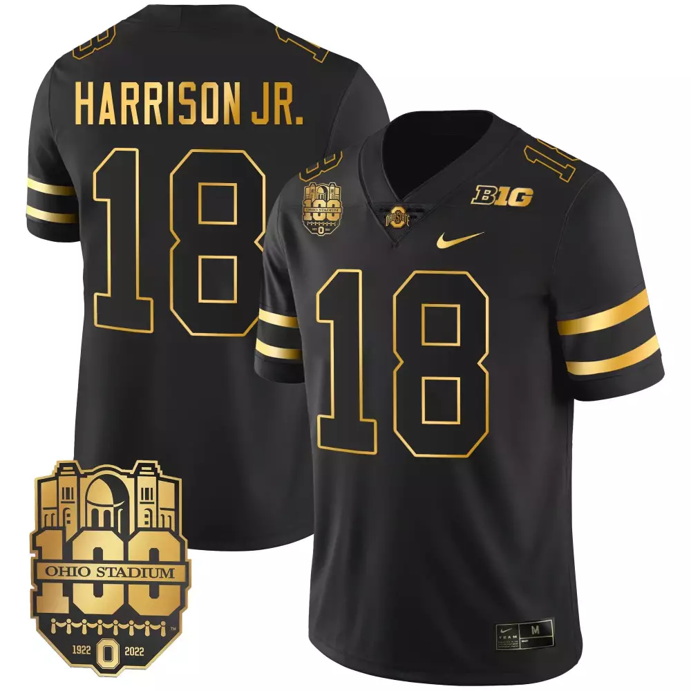 marvin harrison jr black gold mens ohio state buckeyes gold jersey all stitched