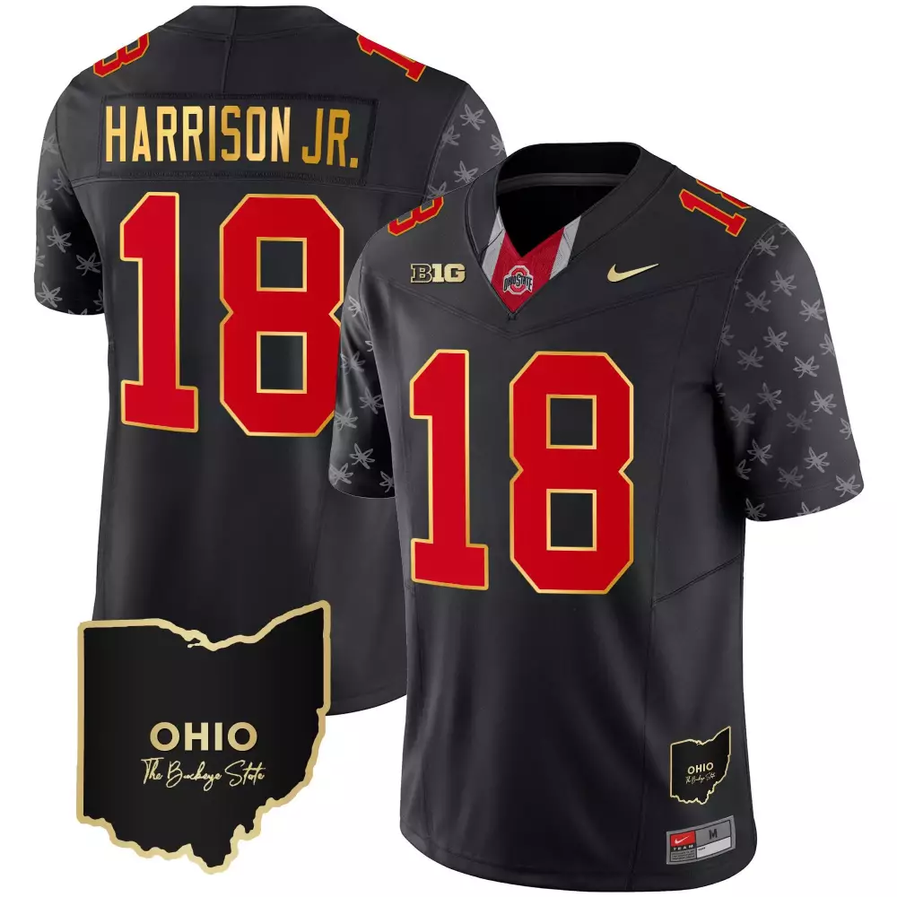 marvin harrison jr black gold mens ohio state buckeyes gold jersey all stitched