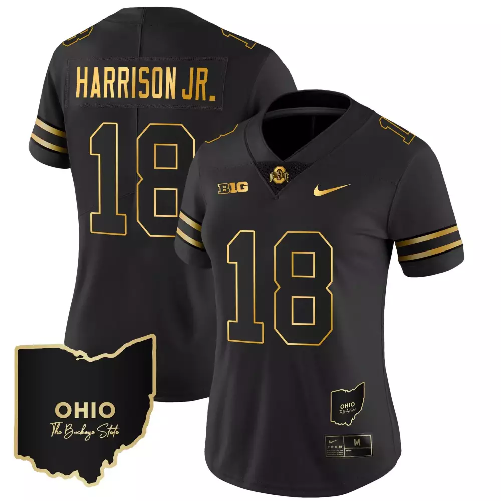 marvin harrison jr black gold mens ohio state buckeyes gold jersey all stitched
