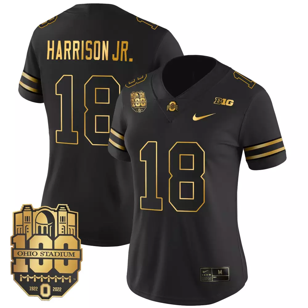 marvin harrison jr black gold mens ohio state buckeyes gold jersey all stitched