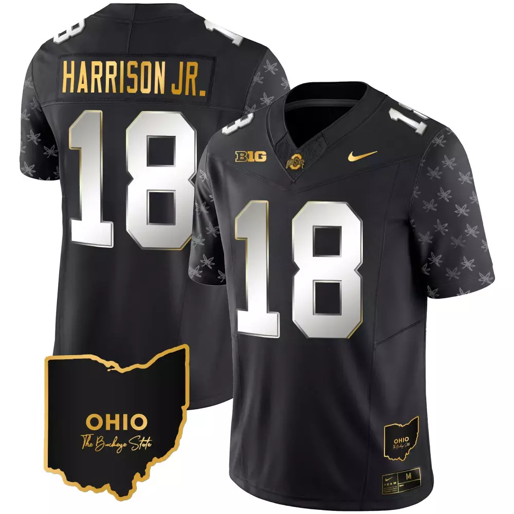 marvin harrison jr black gold mens ohio state buckeyes gold jersey all stitched