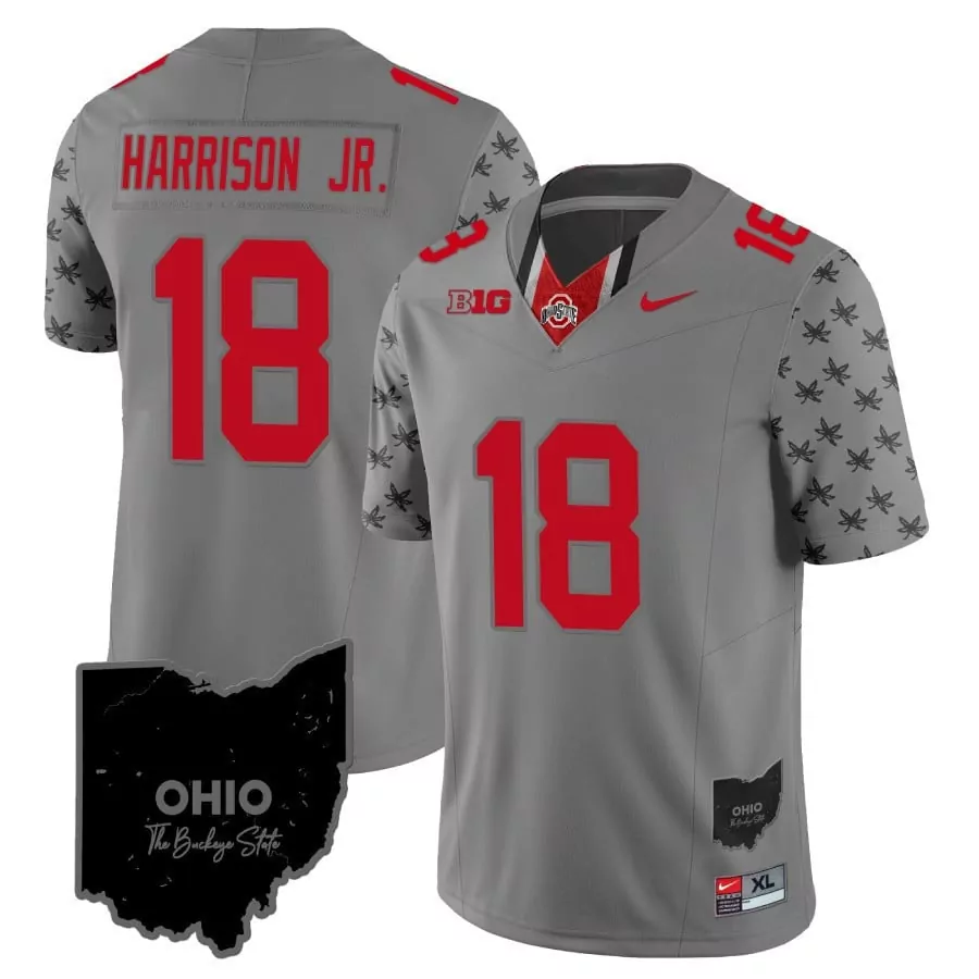 marvin harrison jr gray gold mens ohio state buckeyes gold jersey all stitched