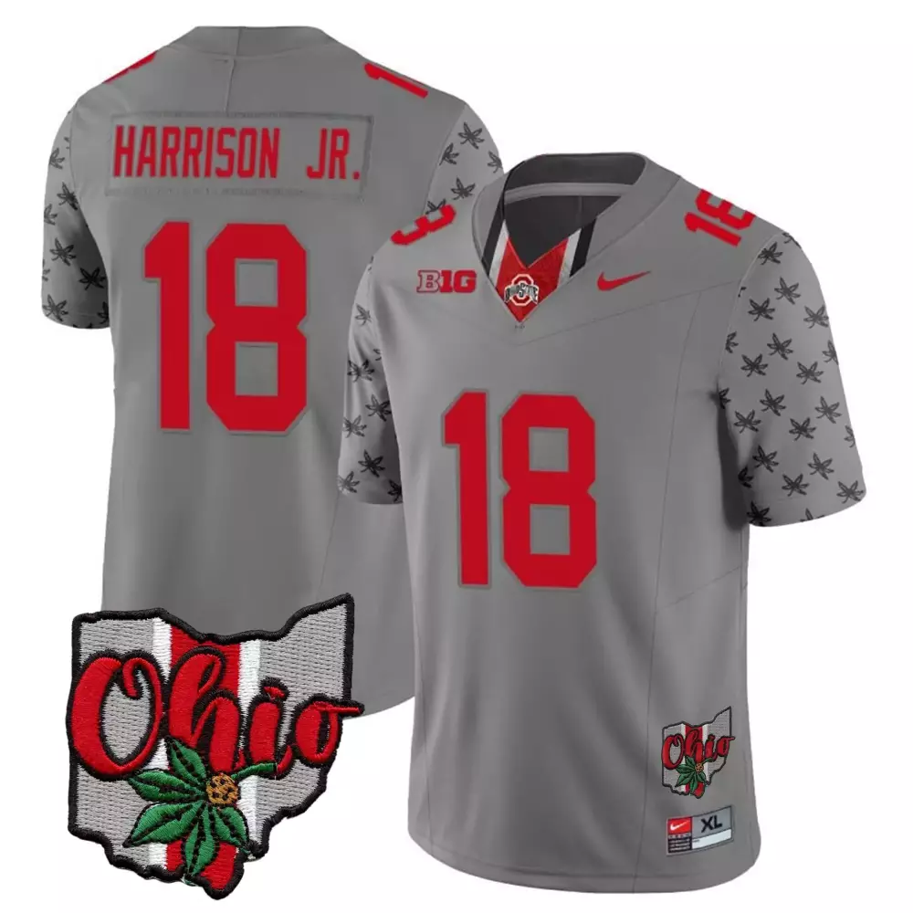 marvin harrison jr gray gold mens ohio state buckeyes gold jersey all stitched