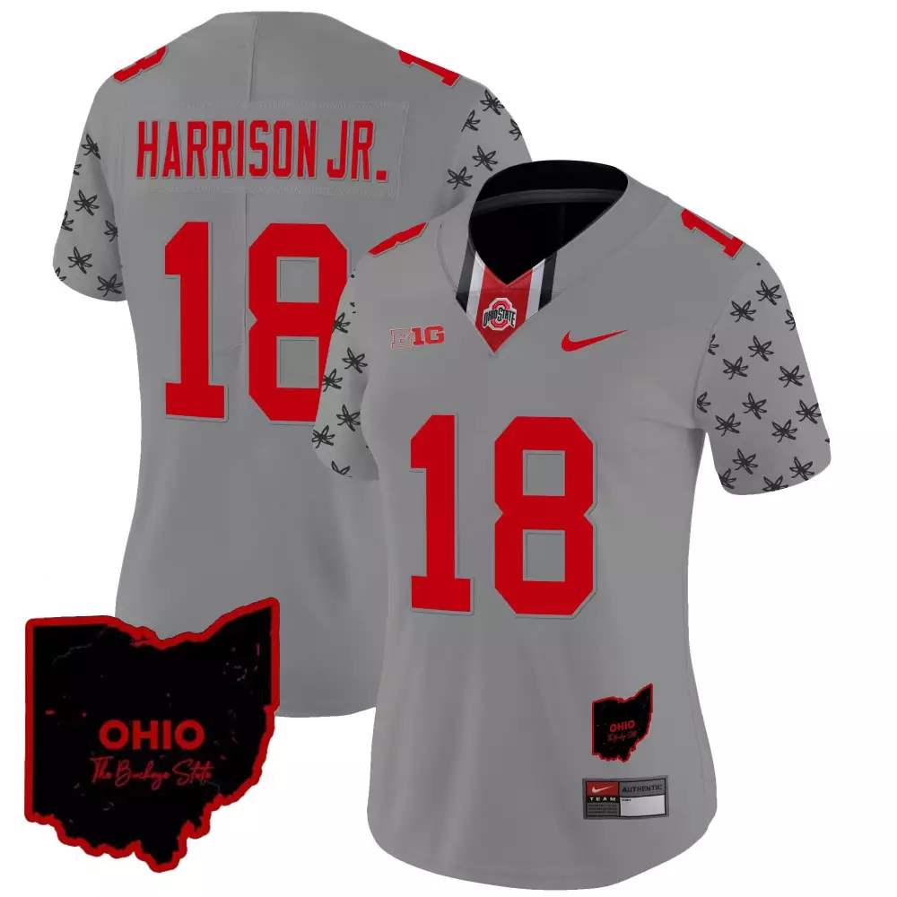 marvin harrison jr gray womens ohio state buckeyes 2023 gray alternate jersey stitched