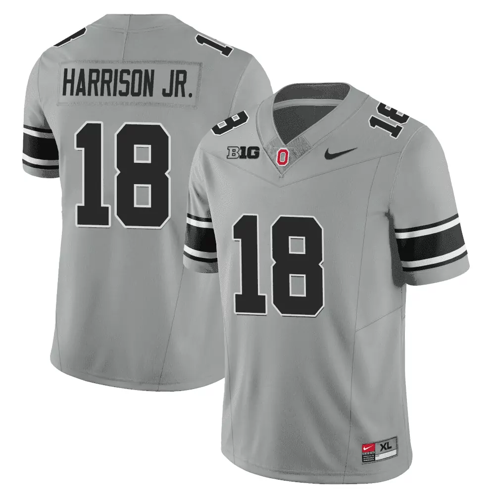 marvin harrison jr men ohio state buckeyes 2023 black gray jersey stitched