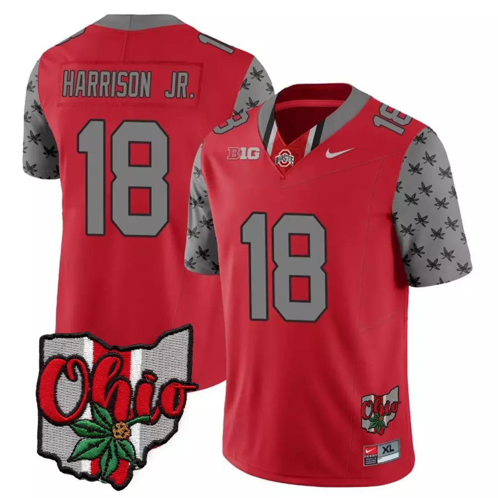 marvin harrison jr red mens ohio state buckeyes 2023 gray alternate jersey v2 stitched