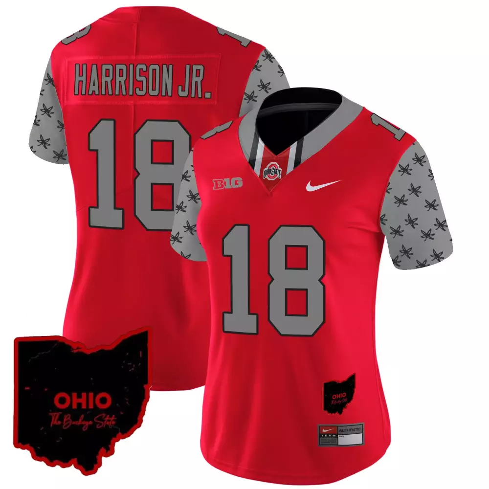 marvin harrison jr red mens ohio state buckeyes 2023 gray alternate jersey v2 stitched