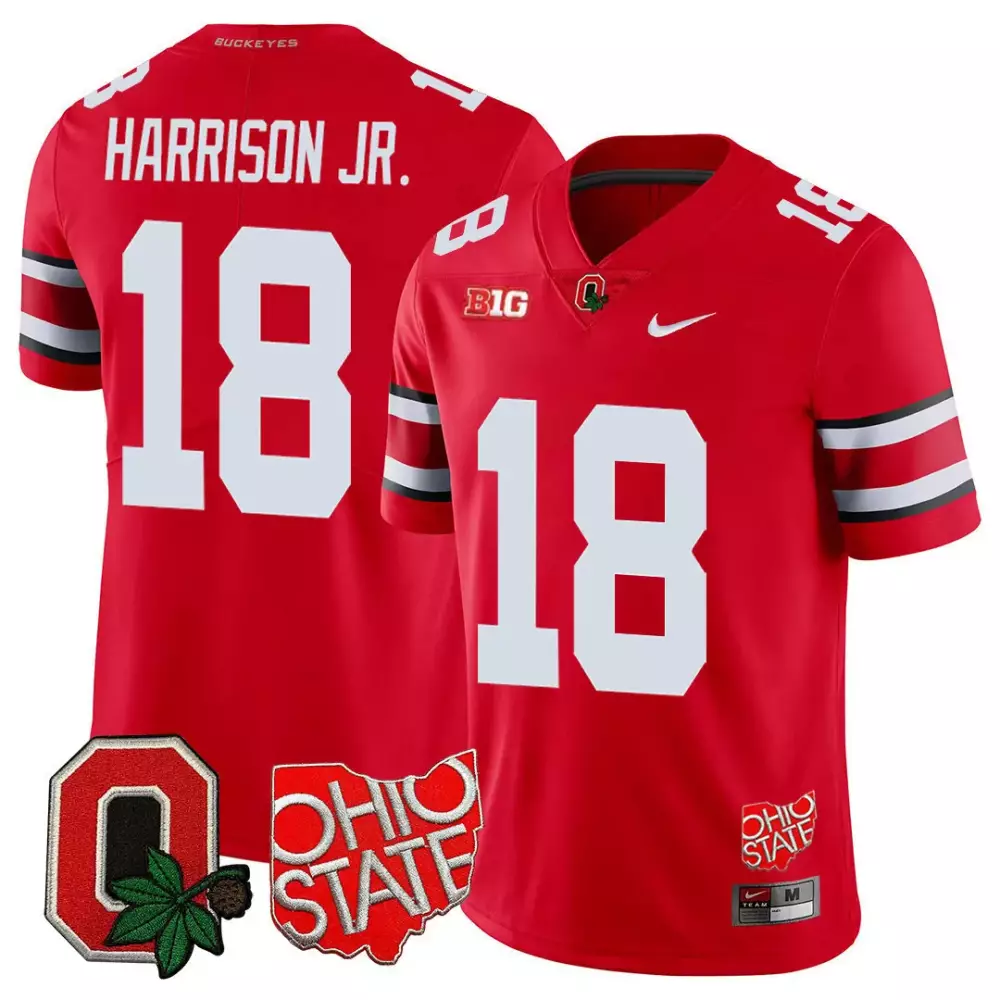 marvin harrison jr red mens ohio state buckeyes 2023 gray alternate jersey v2 stitched