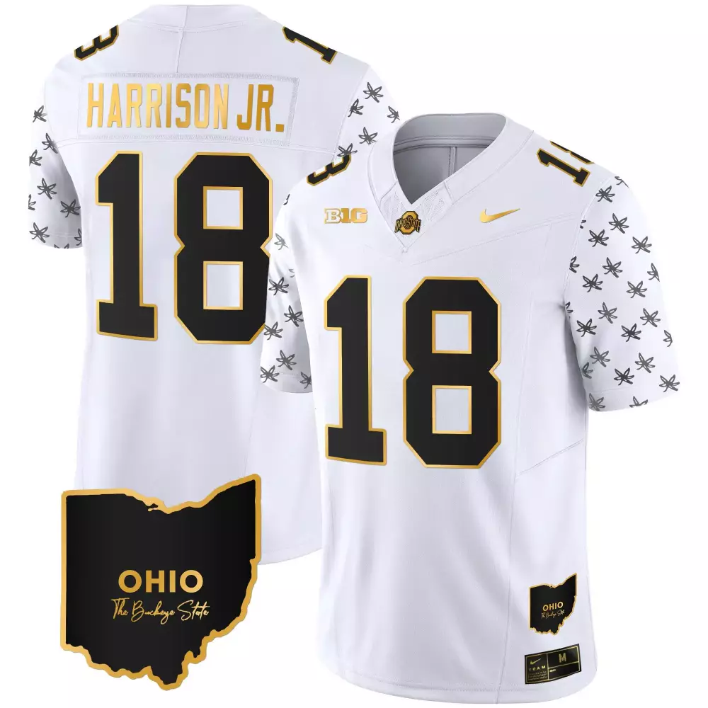 marvin harrison jr white gold mens ohio state buckeyes 2023 alternate gold jersey stitched