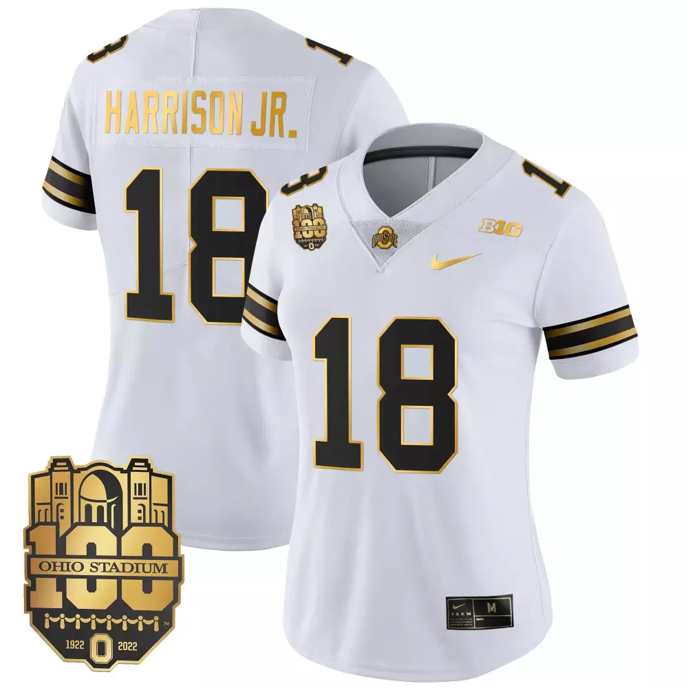 marvin harrison jr white gold womens ohio state buckeyes gold jersey all stitched