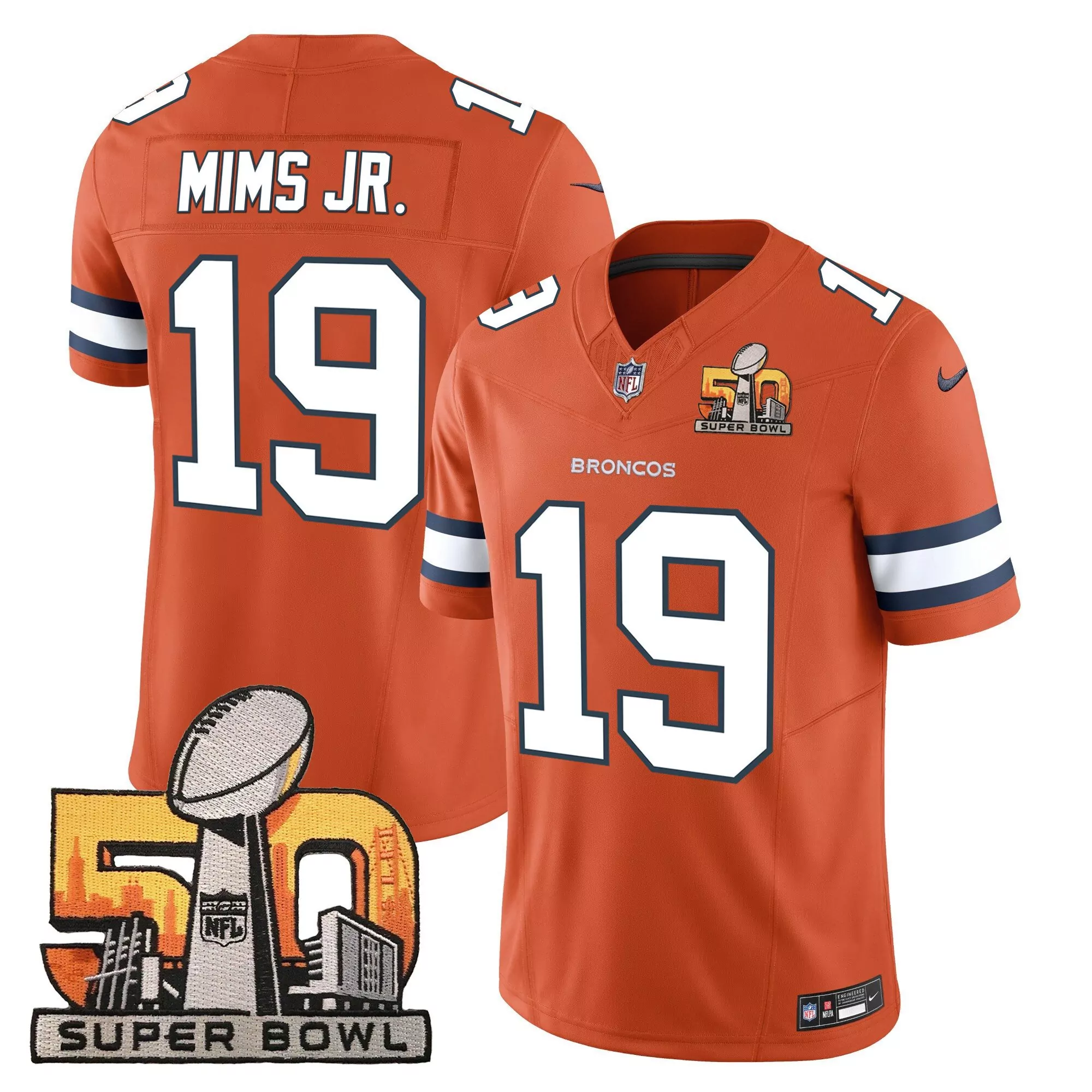 marvin mims jr orange mens denver broncos super bowl 50 patch vapor jersey all stitched