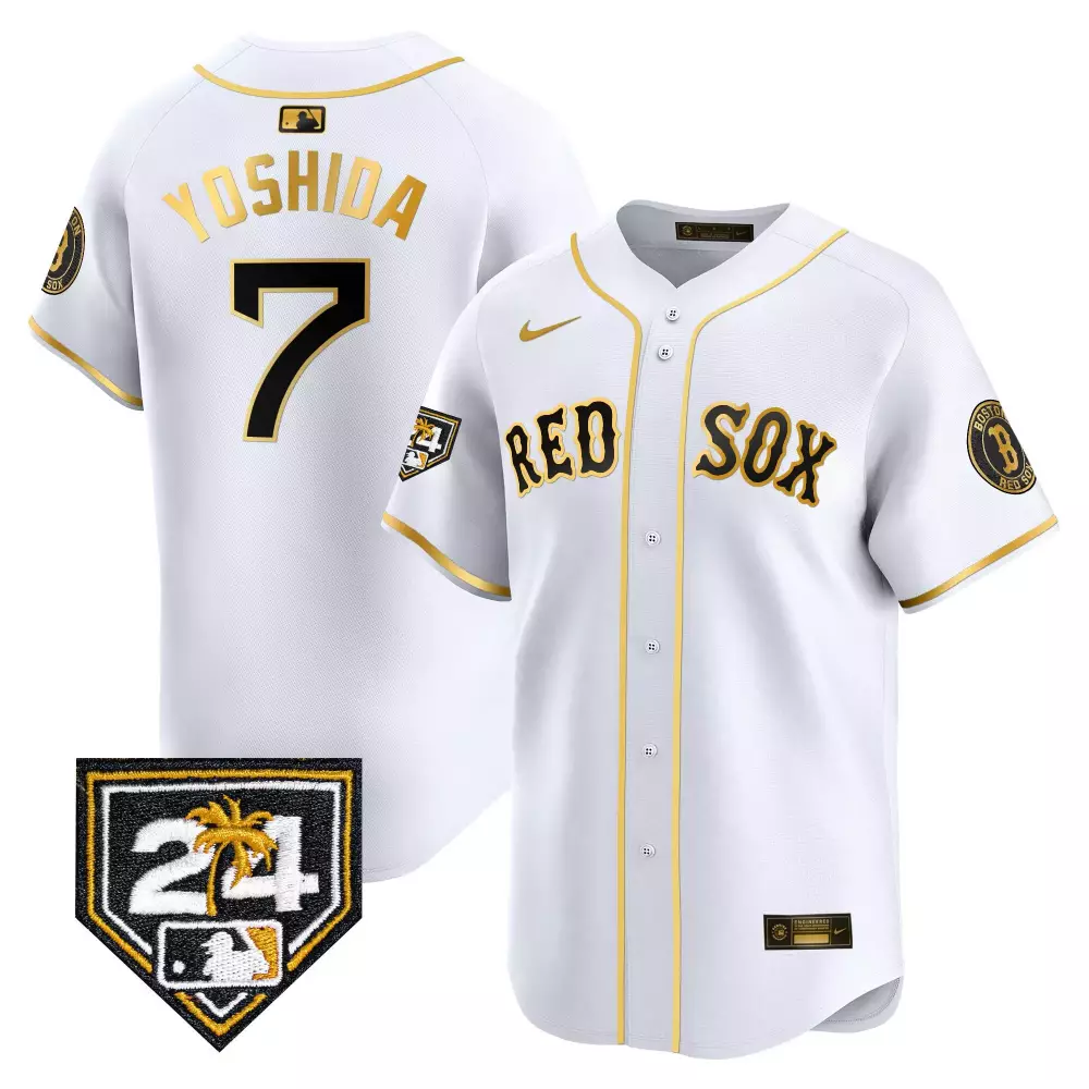 masataka yoshida white gold mens boston red sox 2024 spring training patch vapor premier limited jersey all stitched