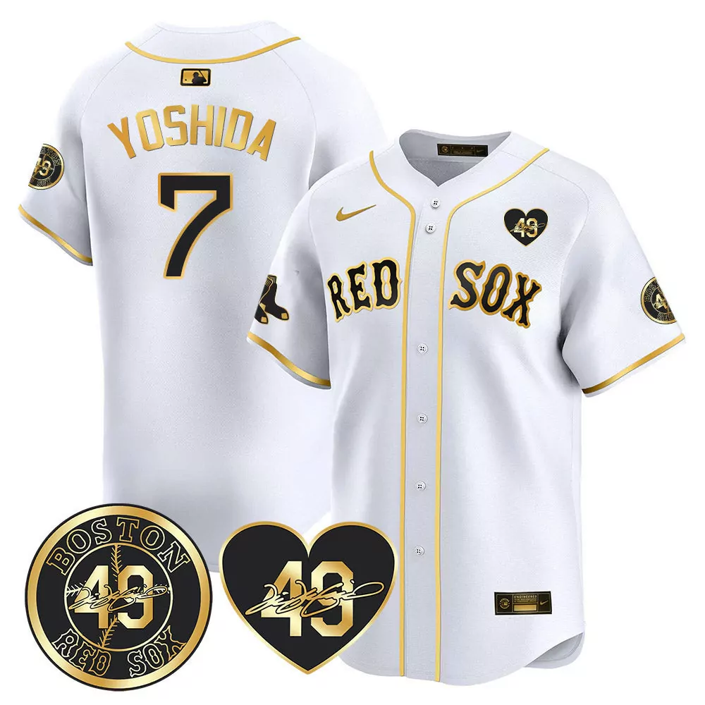 masataka yoshida white gold mens boston red sox 2024 spring training patch vapor premier limited jersey all stitched