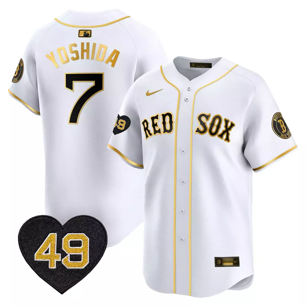masataka yoshida white gold mens boston red sox 2024 spring training patch vapor premier limited jersey all stitched