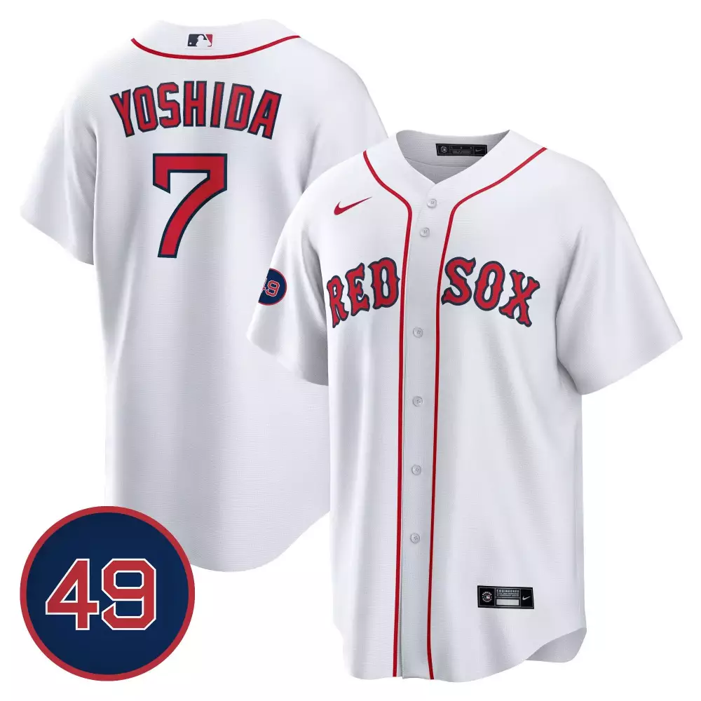 masataka yoshida white mens boston red sox 49 tim wakefield patch cool base jersey all stitched