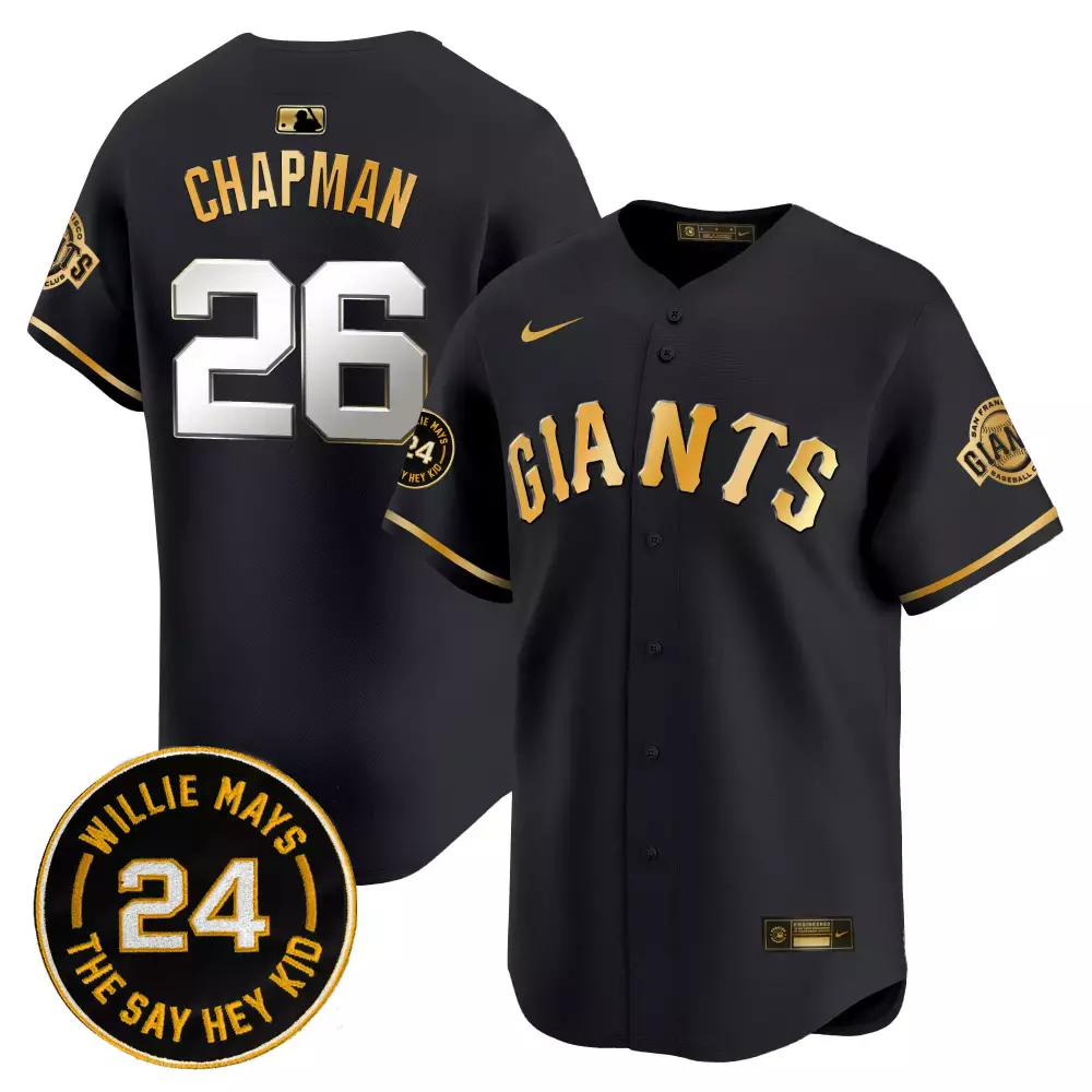 matt chapman black gold mens san francisco giants 2024 willie mays patch vapor premier limited jersey v6 all stitched