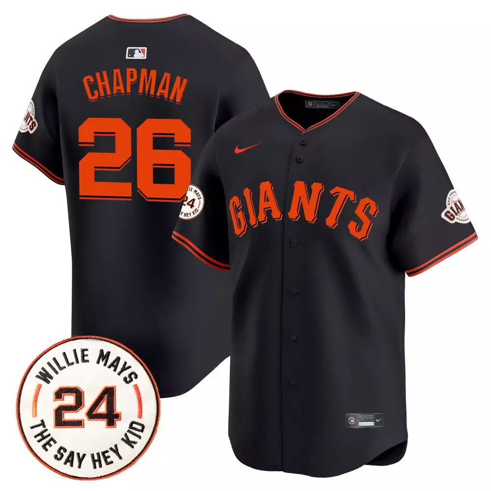 matt chapman black mens san francisco giants 2024 willie mays patch vapor premier limited jersey v6 all stitched