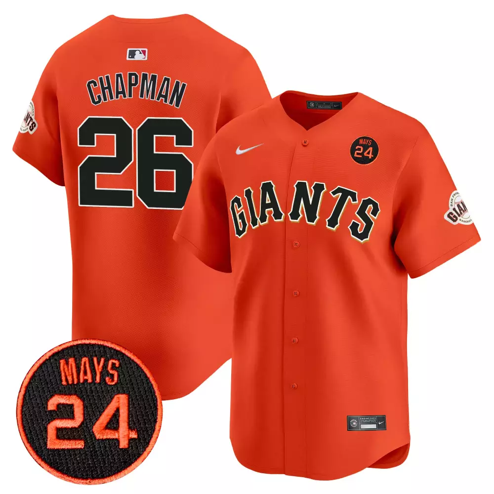 matt chapman orange mens san francisco giants 2024 willie mays patch vapor premier limited jersey v2 all stitched