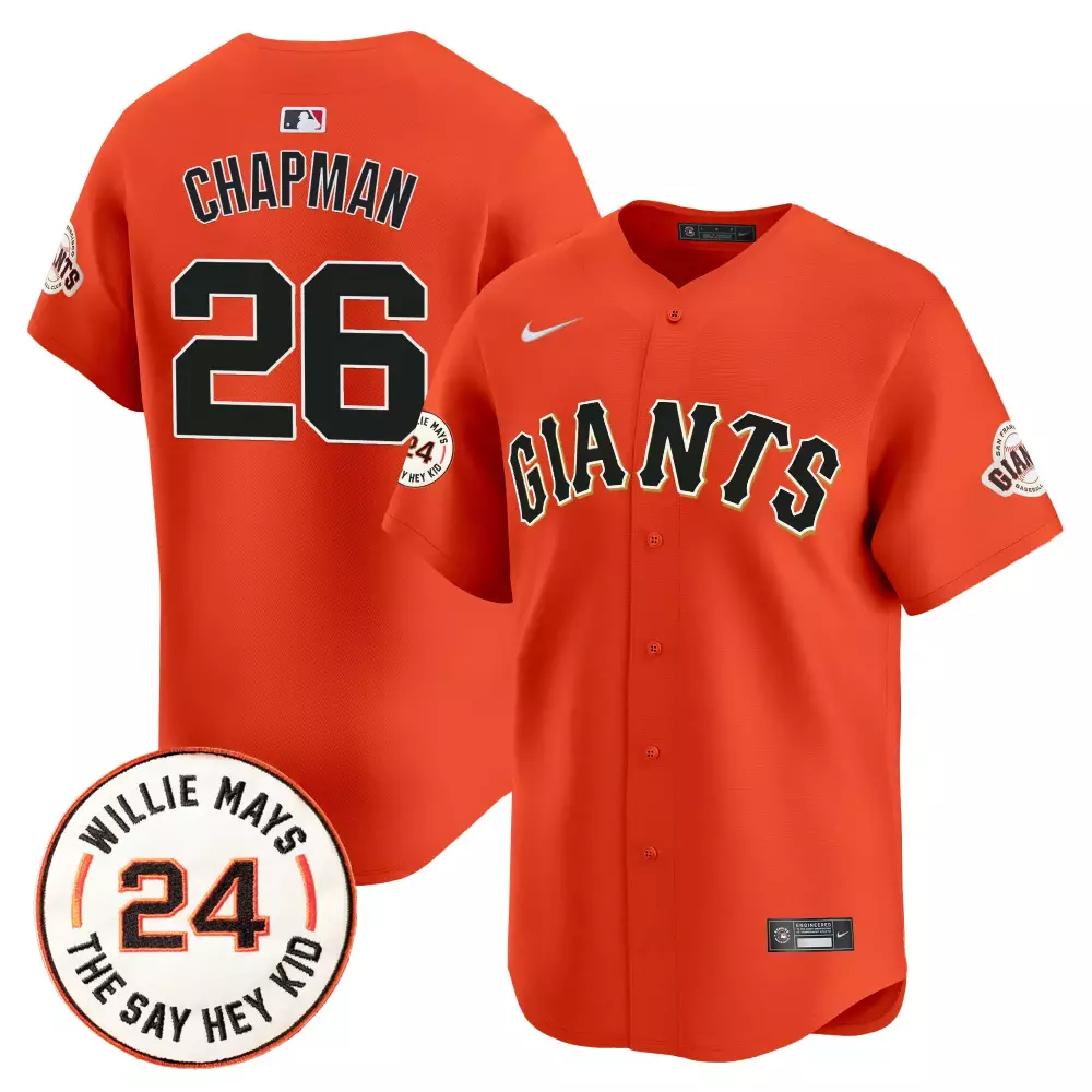 matt chapman orange mens san francisco giants 2024 willie mays patch vapor premier limited jersey v2 all stitched