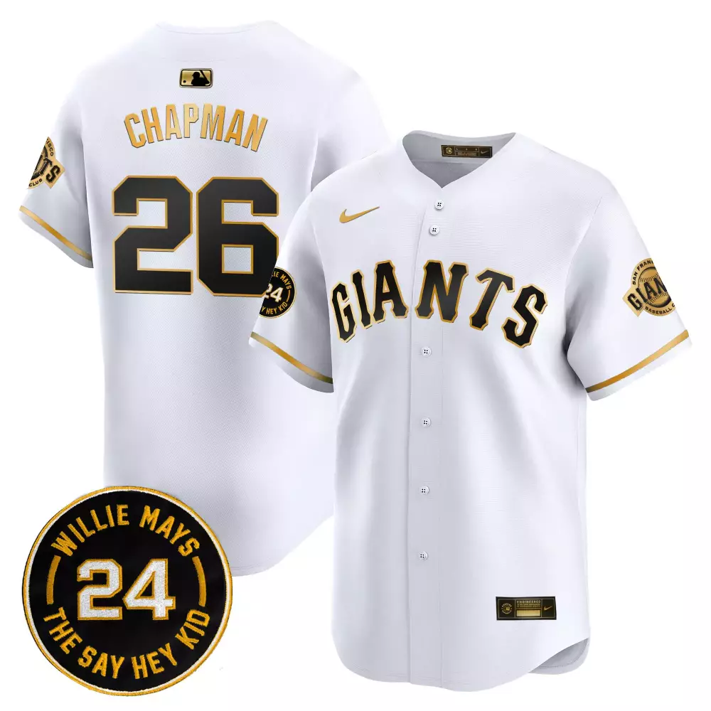 matt chapman white gold mens san francisco giants 2024 willie mays patch vapor premier limited jersey all stitched