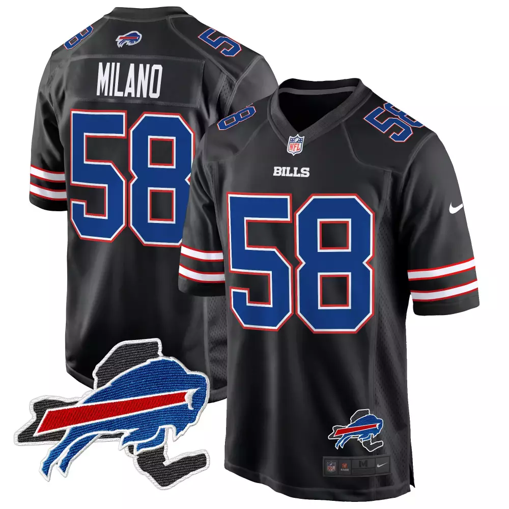 Milano Buffalo Bills Black Alternate Jersey | Stitched Game Day Fan Gear | For Men, Women & Youth