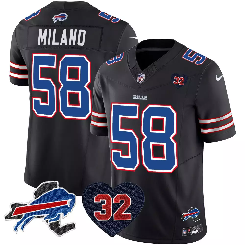 matt milano black mens buffalo bills new york patch vapor limited jersey all stitched