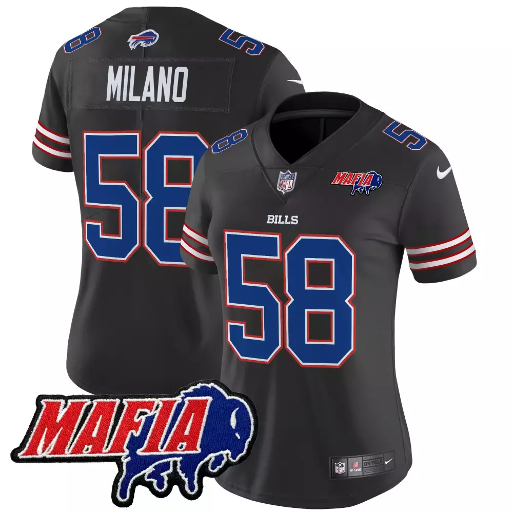 Milano Buffalo Bills 2024 Mafia Patch Jersey | Black Vapor Limited Edition | All Stitched Fan Gear for Men, Women & Youth
