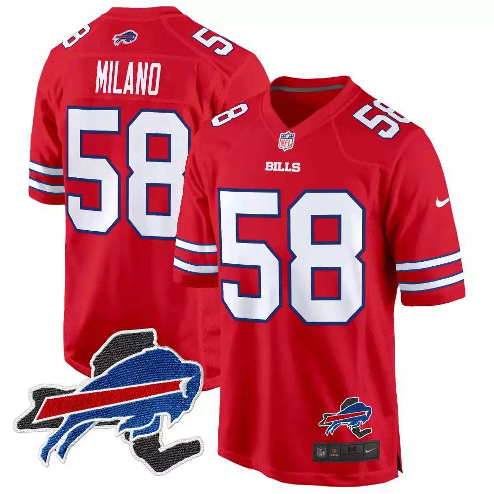 matt milano red mens buffalo bills baseball jersey all stitched