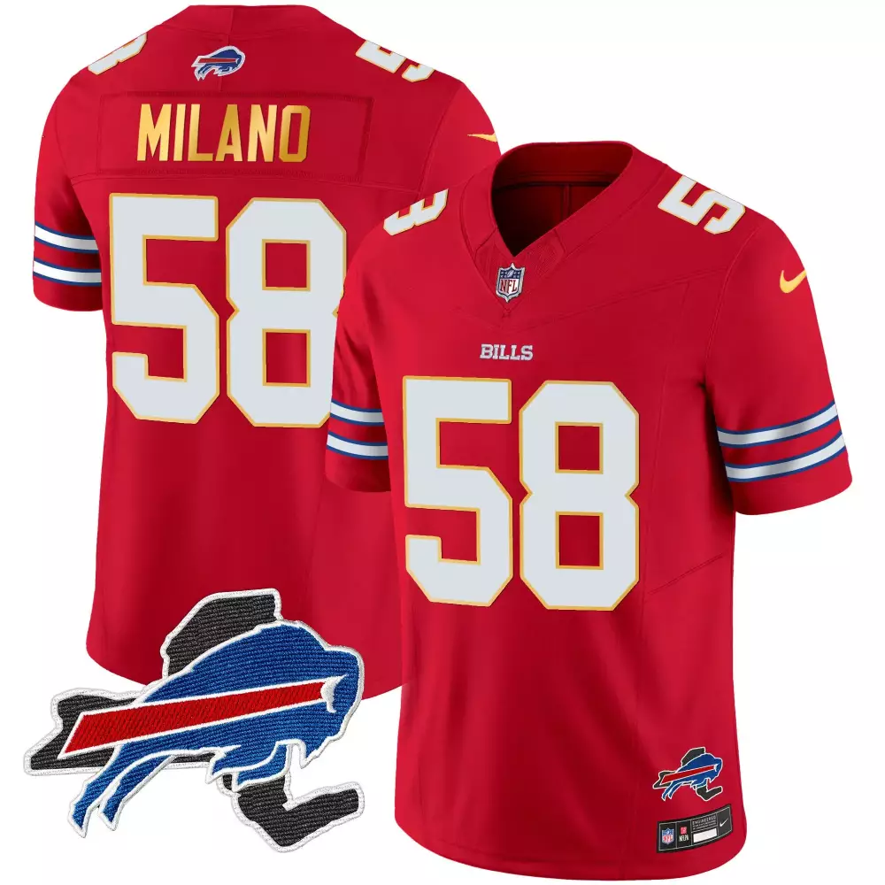matt milano red mens buffalo bills baseball jersey all stitched