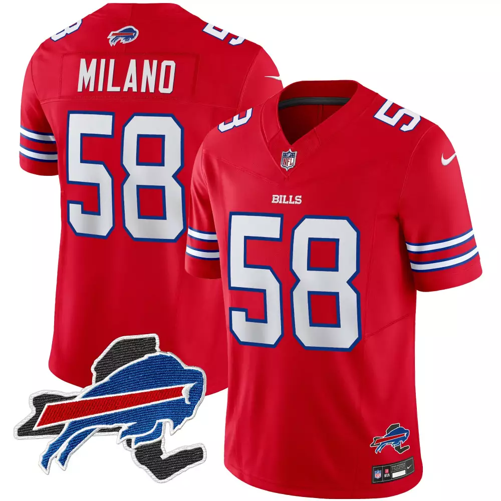 matt milano red mens buffalo bills baseball jersey all stitched
