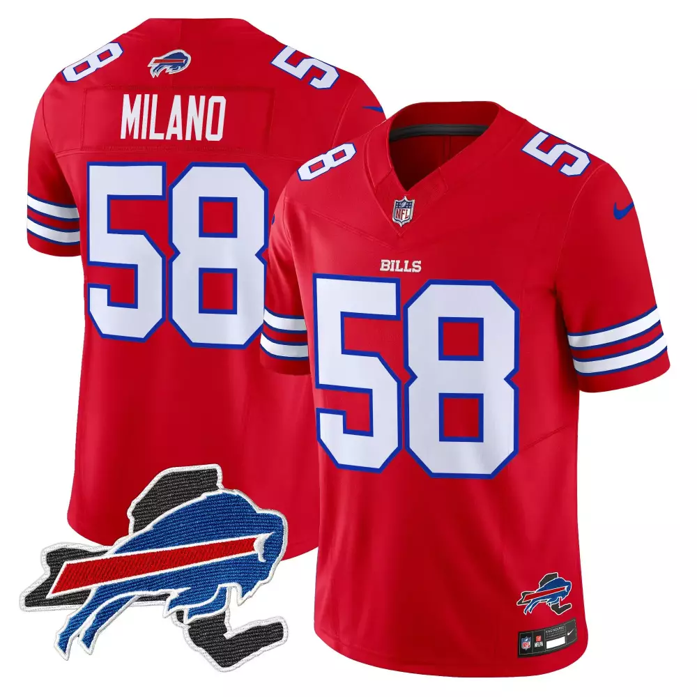 matt milano red mens buffalo bills baseball jersey all stitched