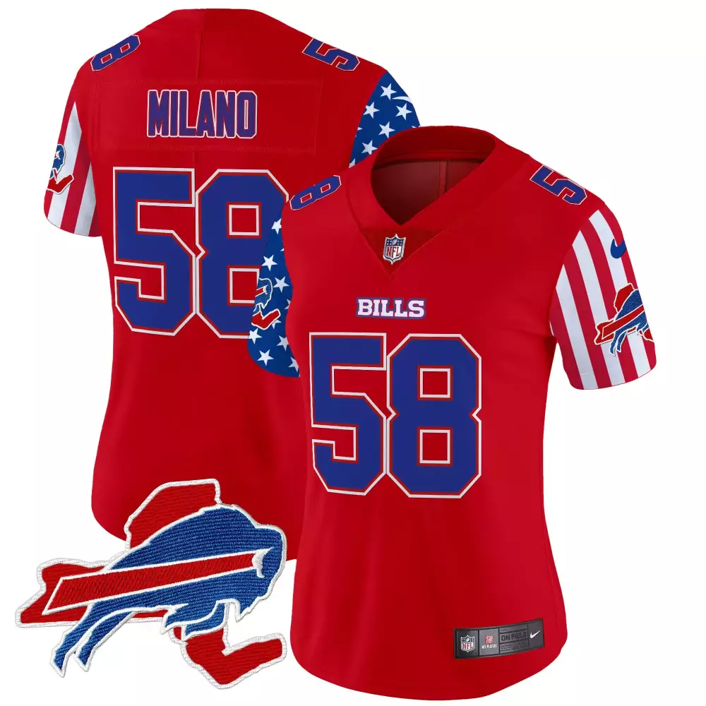 matt milano red womens buffalo bills 60th anniversary patch vapor limited jersey all stitched