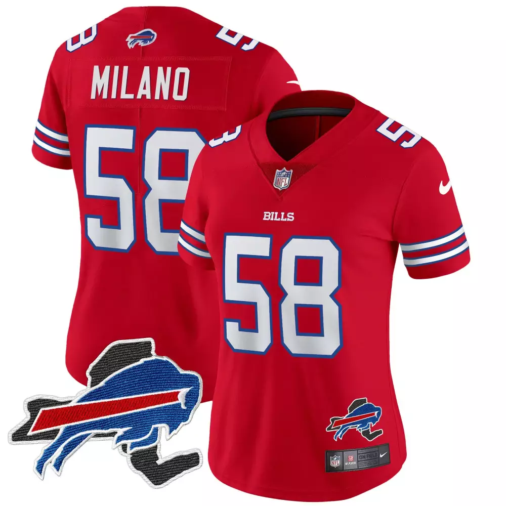 matt milano red womens buffalo bills 60th anniversary patch vapor limited jersey all stitched