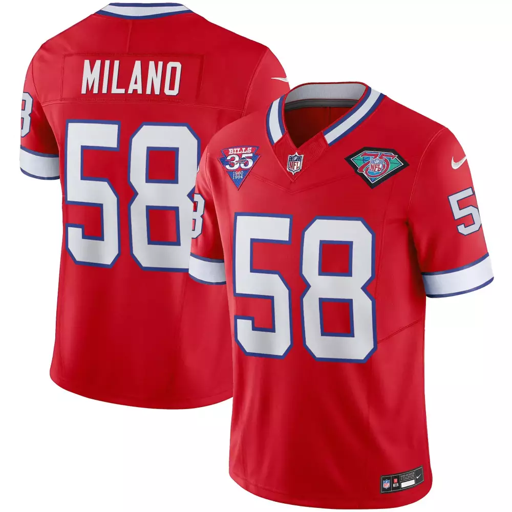 matt milano red womens buffalo bills 60th anniversary patch vapor limited jersey all stitched