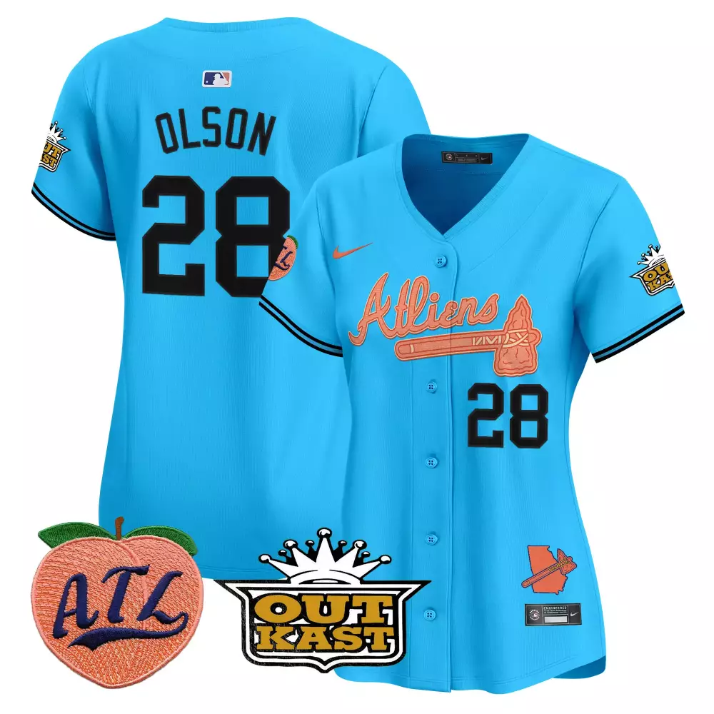 matt olson light blue mens atlanta braves peach vapor premier limited jersey all stitched