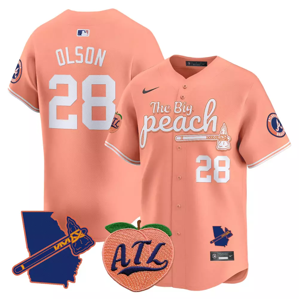 matt olson peach mens atlanta braves the big peach vapor premier limited jersey v2 all stitched