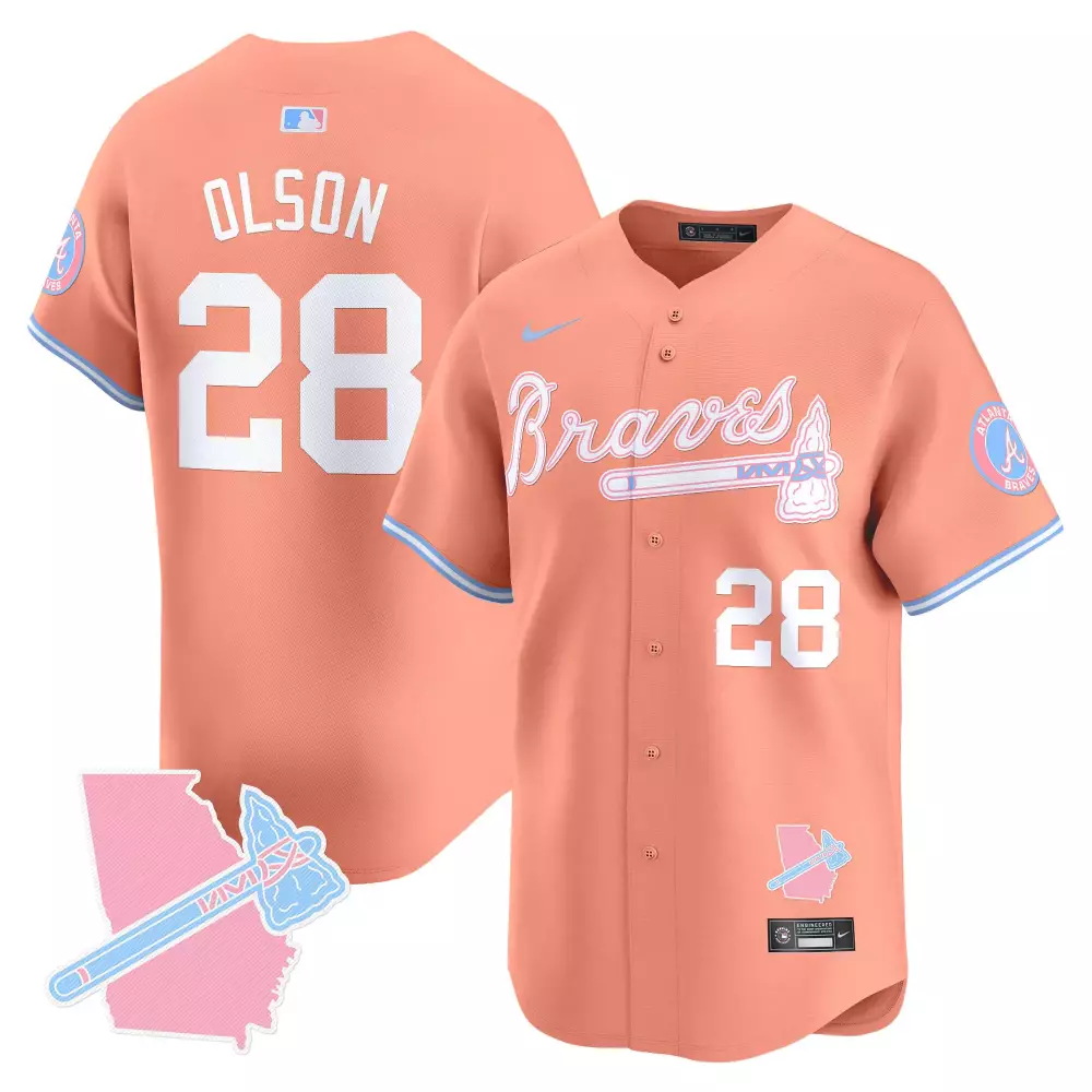 matt olson peach mens atlanta braves the big peach vapor premier limited jersey v2 all stitched