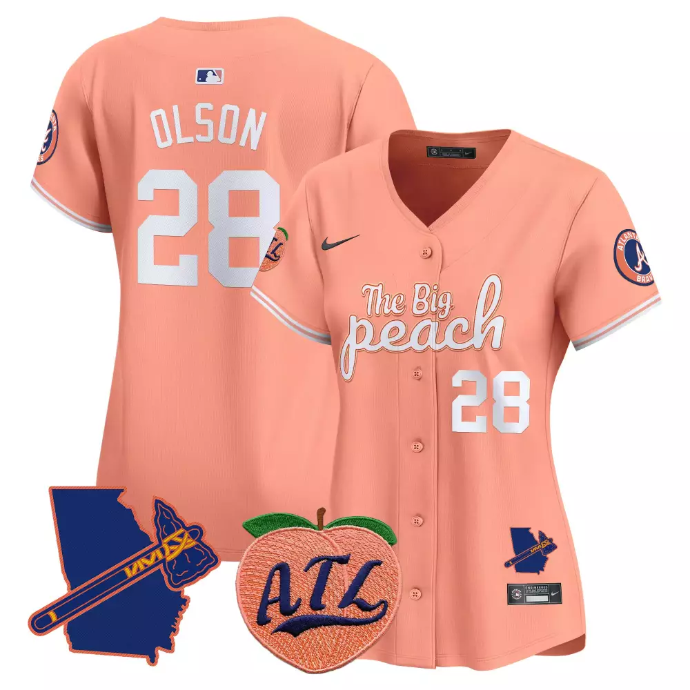 matt olson peach mens atlanta braves the big peach vapor premier limited jersey v2 all stitched