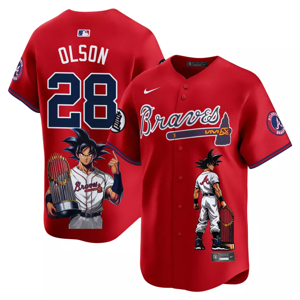 matt olson red unisex atlanta braves dragon ball son goku vapor premier limited jersey printed