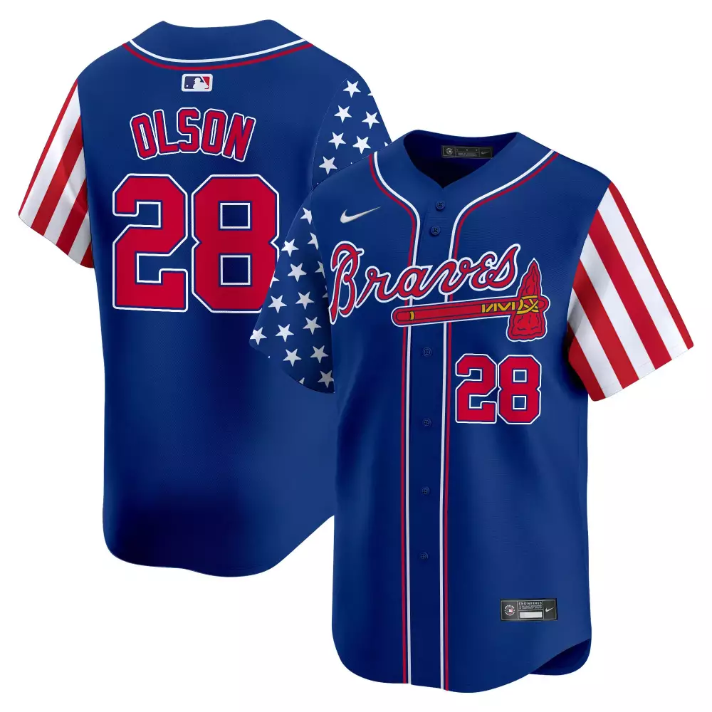 matt olson royal mens atlanta braves 2024 fourth of july vapor premier limited jersey v2 all stitched